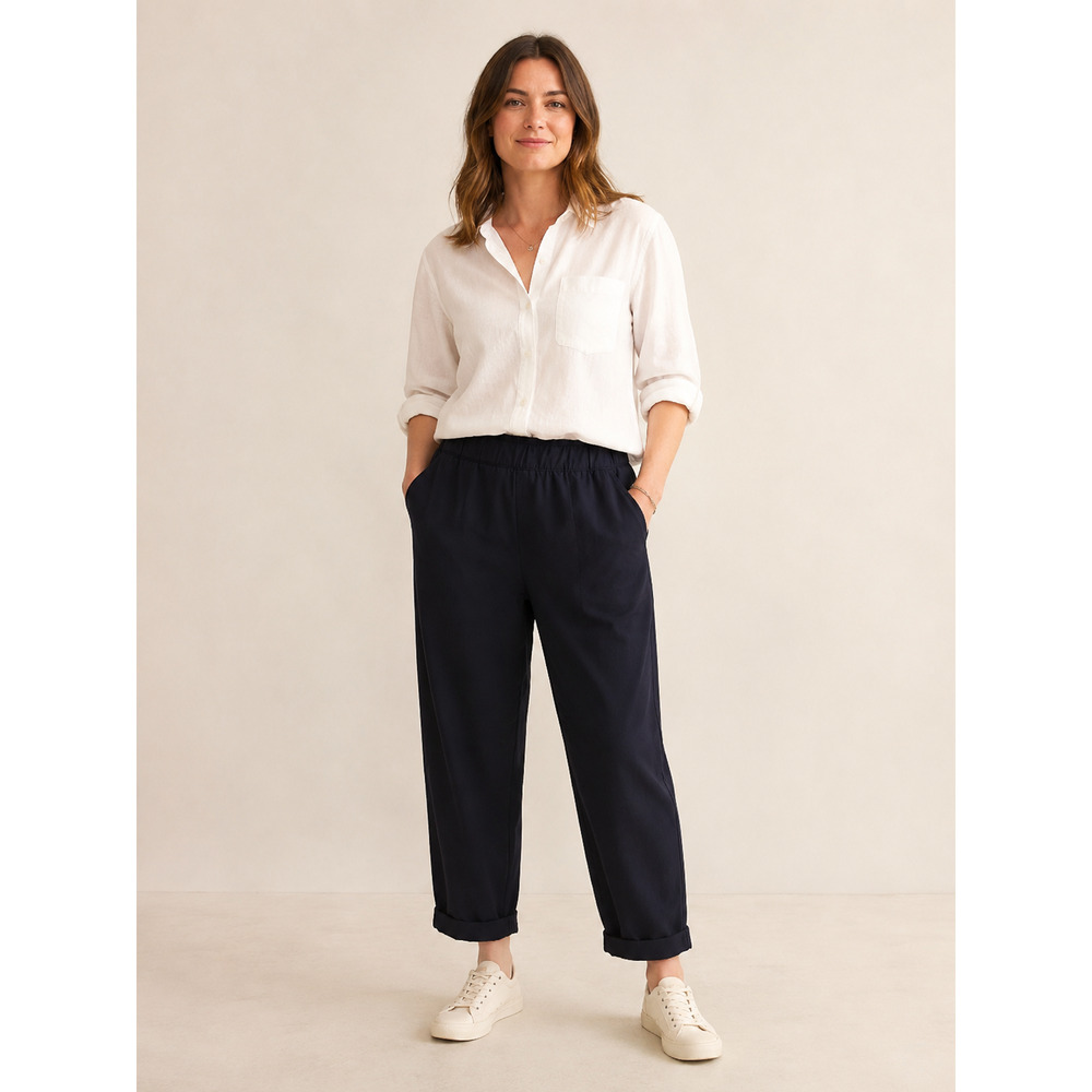 T by Talbots Womens Size L Crop Pants Cuffed Lightweight Elastic Waist Corpcore